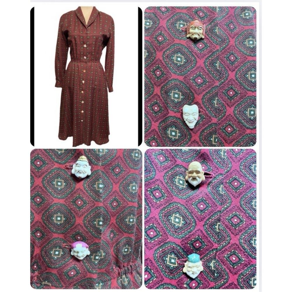 OOAK Vintage Handmade 1970s Dress Rare Bubba‎ buttons Medium MOD 70s Unique